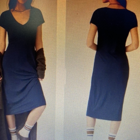 Anthropology Twist Front‎ Knit Midi Dress Minimalist NEW Women Size S Pullover - Picture 8 of 8